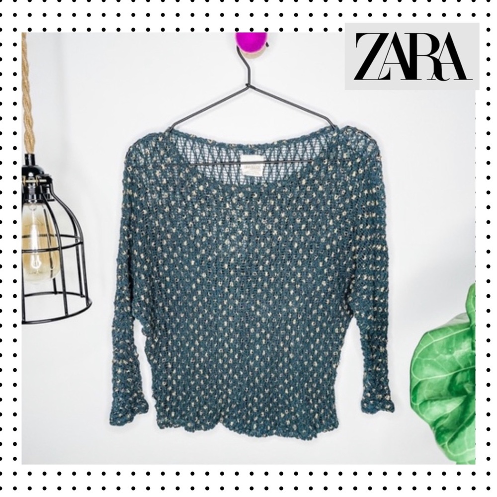 ZARA Trafaluc Collection - Crochet Gold Dots Top M